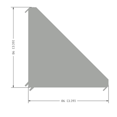 40-120-0 MODULAR SOLUTIONS ALUMINUM GUSSET<br>45MM X 90MM ANGLE WITH OUT HARDWARE